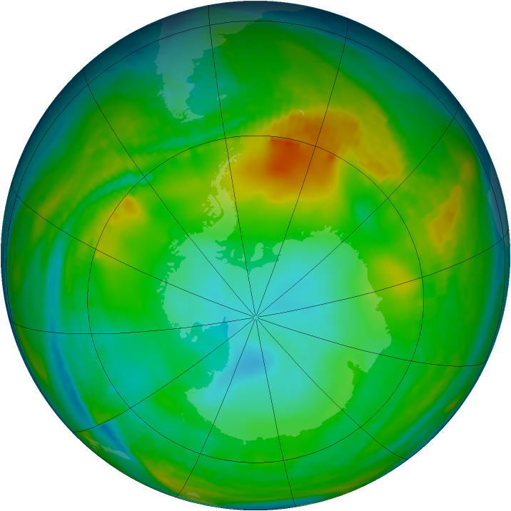 Antarctic ozone map for 20 June 1980